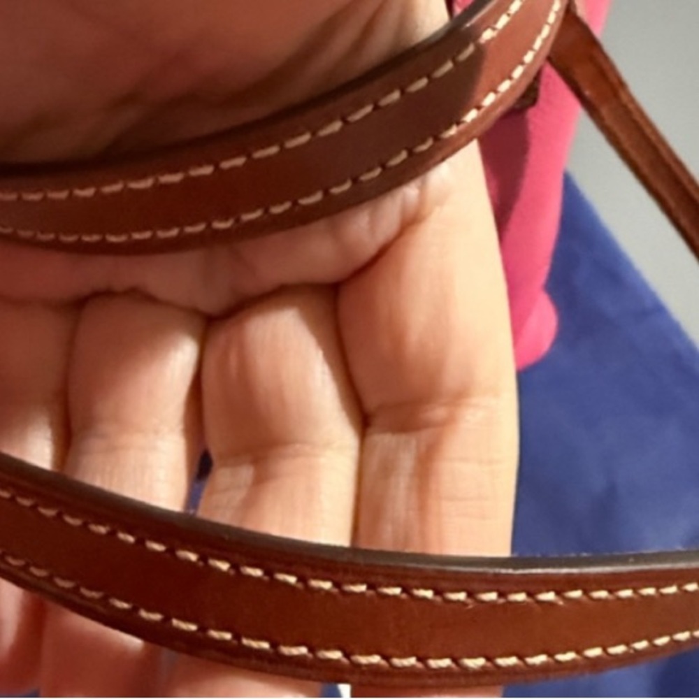 Dooney & Bourke Hot Pink Pebble Leather Tote with Brown Trim - Picture 3 of 15